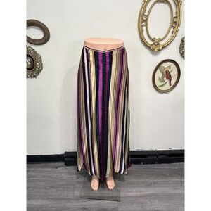 Irina 100% Silk Striped Rhinestone Maxi Skirt Size S